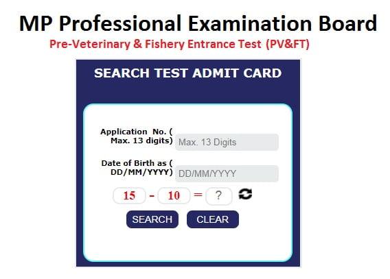 MP PV&FT admit card