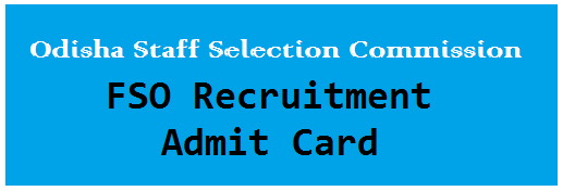 odisha fso recruitment 2020 admit card