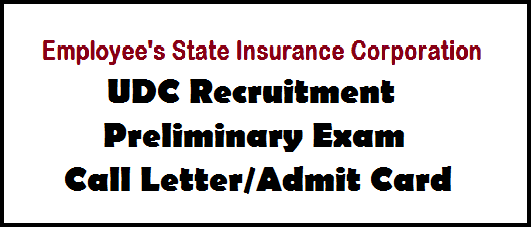 ESIC UDC Clerk Recruitment Call Letter
