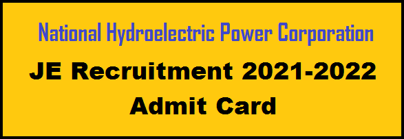 NHPC India JE Admit card 2022