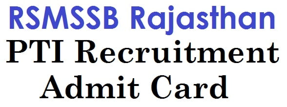 Rajasthan PTI Recruitment admit card