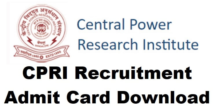 cpri recruitment admit card
